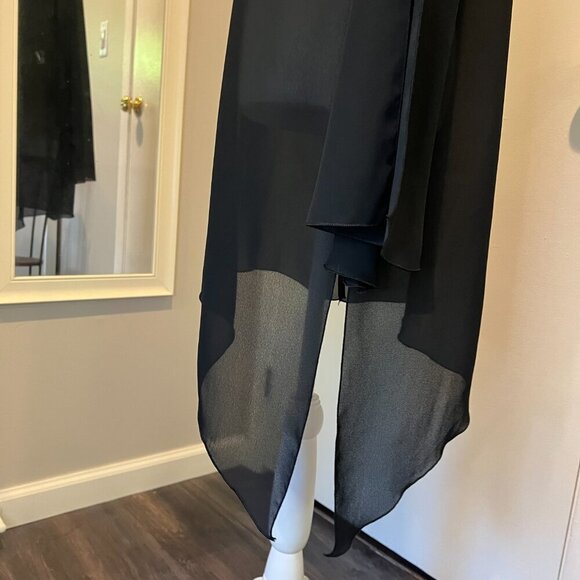 La Palapa Black Sheer Asymmetrical Tunic Swim Cover up, Size Medium - Picture 14 of 16